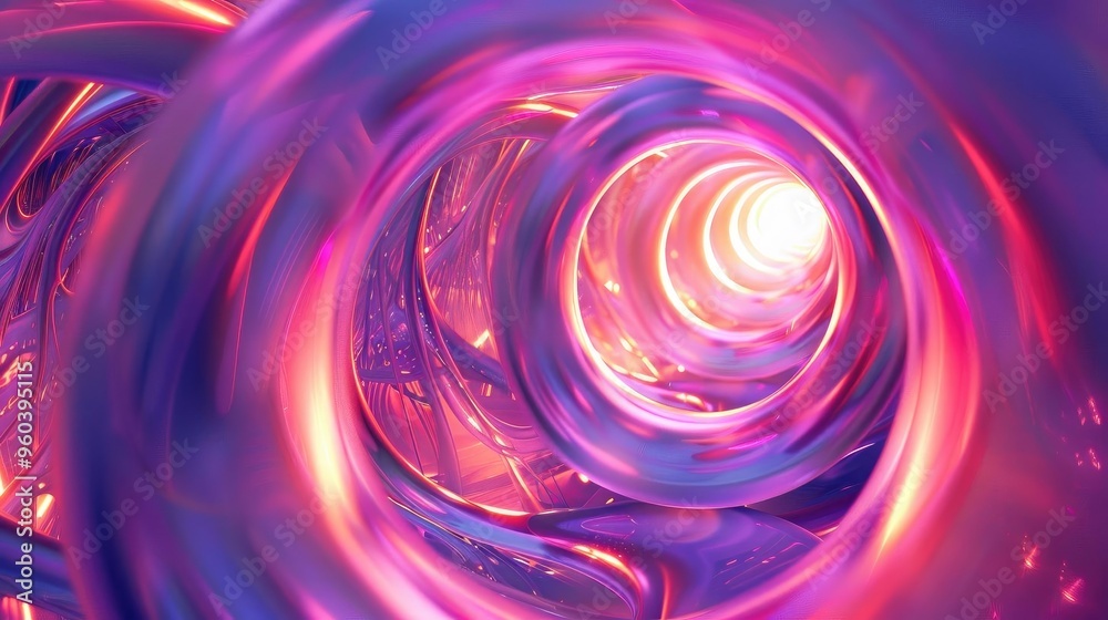 Poster a vibrant, abstract tunnel with swirling colors, creating a hypnotic visual effect that draws the ey