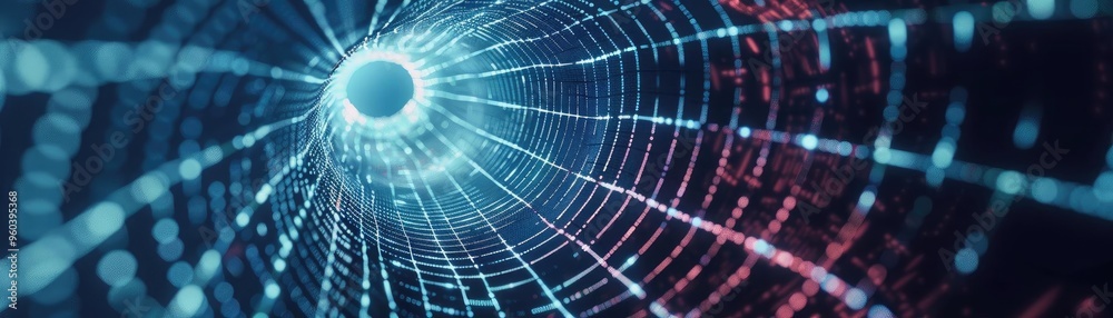 Poster A mesmerizing abstract digital tunnel with vibrant colors, creating an illusion of depth and motion, perfect for technology themes.