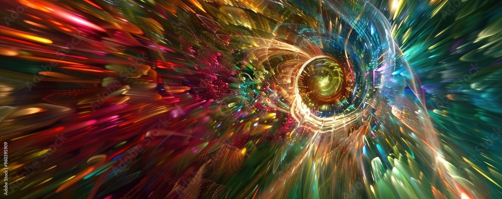 Poster a vibrant abstract swirl of colors and light, creating a sense of motion and energy, ideal for backg
