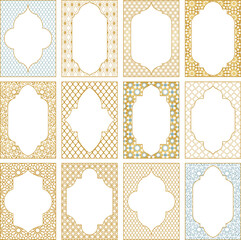 Moroccan Arabic frames. Png transparent borders bundle. Templates for design, invitation, event,...