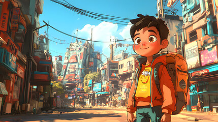 Naklejka premium cartoon character Adventure games explore