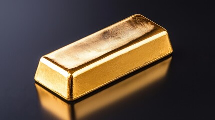 Shining Gold Bar on Dramatic Black Background Sparkles with Opulence and Luxury