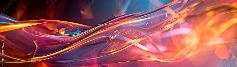 Aufkleber Vibrant abstract light patterns with warm colors flowing seamlessly, creating a sense of motion and energy.
