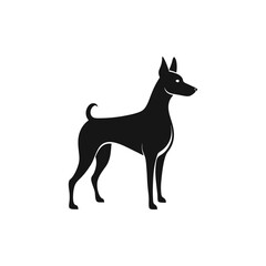 Miniature Pinscher dog vector silhouette design black and white  