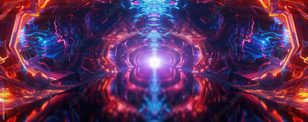 Poster A vibrant abstract design featuring luminous colors and swirling patterns, creating a mesmerizing visual experience.