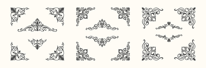 set decorative corner square border frame border line greeting card invitation card product label