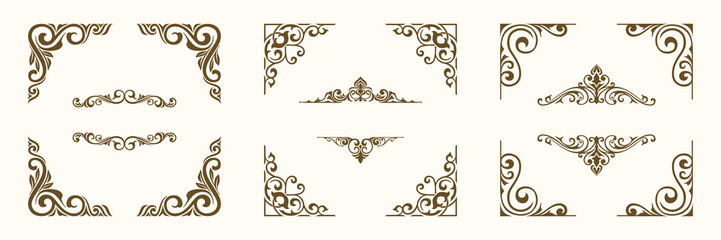 set decorative corner square border frame border line greeting card invitation card product label