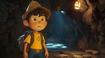 A Cartoon character Adventure Games explore underground