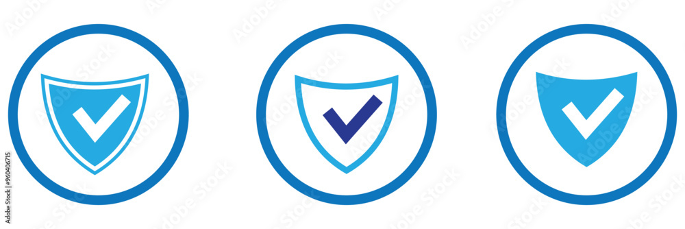 Canvas Prints shield with check mark icon set