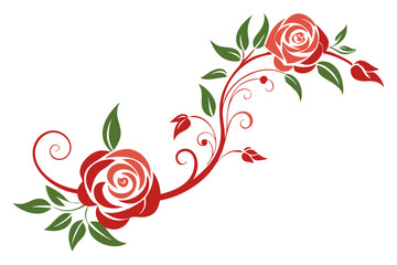 Floral corner element with roses and leaves vector illustration 
