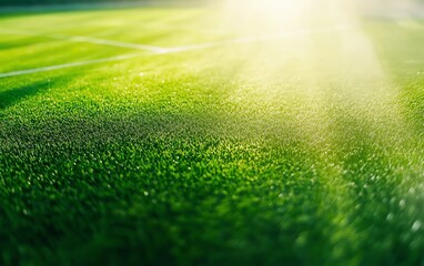 Naklejka premium Soccer field with players in motion, action shot, green turf, and competitive energy