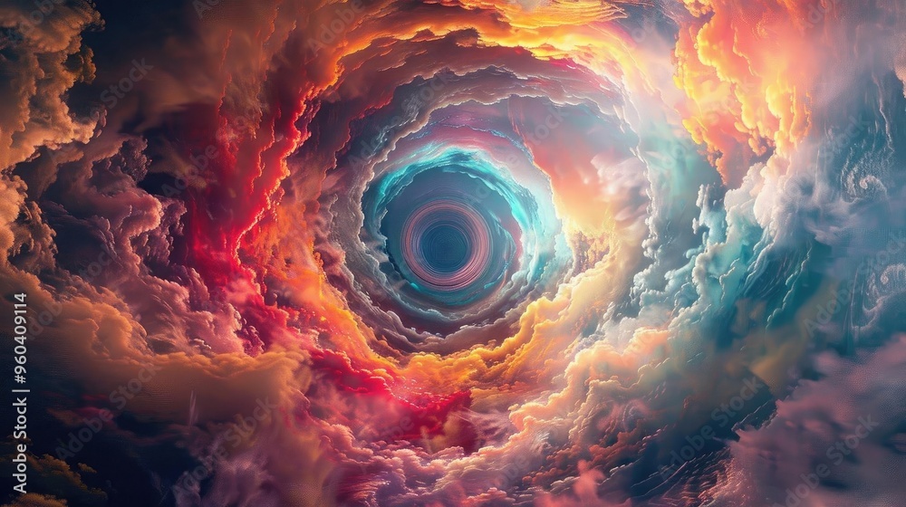 Aufkleber A mesmerizing swirl of colorful clouds, creating a captivating vortex of vibrant hues and ethereal beauty in the sky.