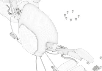 Disassembled motorcycle on a white background. Unique design. 