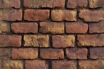 Obraz premium Rough red brick wall texture with natural lighting in a seamless pattern