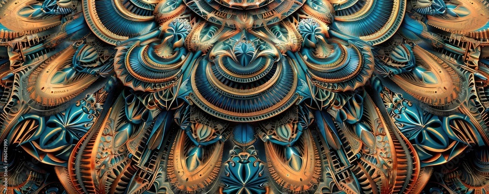 Poster Intricate fractal pattern showcasing vibrant colors and complex designs, perfect for art and design projects.