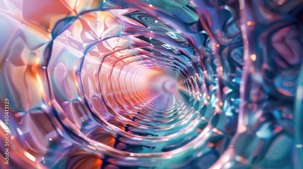 Aufkleber Abstract tunnel with vibrant colors and fluid motion, creating a sense of depth and infinite space.