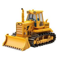 Fototapeta premium A vibrant yellow bulldozer design, perfect for construction themes, cartoons, and heavy machinery illustrations.