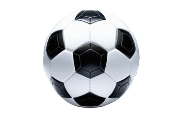 Naklejka premium Single soccer ball resting on an ultra-smooth white surface, acute angle view capturing the ball's texture and slight shadow delineation, vibrant black and white color contrast, high-resolution