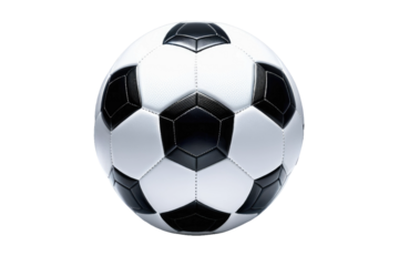 Single soccer ball resting on an ultra-smooth white surface, acute angle view capturing the ball's texture and slight shadow delineation, vibrant black and white color contrast, high-resolution