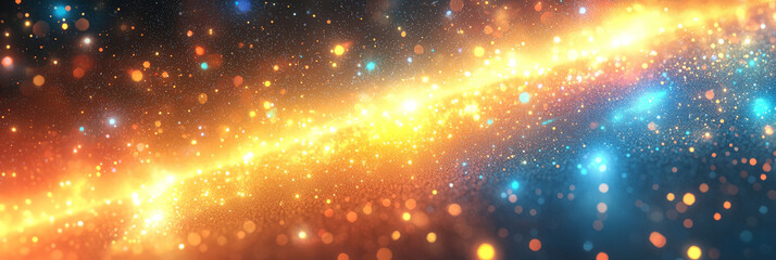 Abstract background with glowing lights and shimmering particles, creating a magical and ethereal atmosphere.