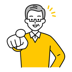 笑顔で指名する年配の男性