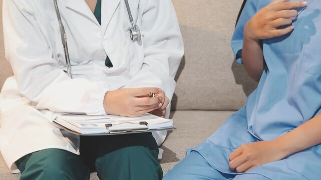 doctor inject vaccine to asian woman, Deltoid muscle injection technique, immunization and health care promotion