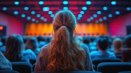 Engaged Seminar Attendees Listening to Experts Discuss Business Investments from Back View