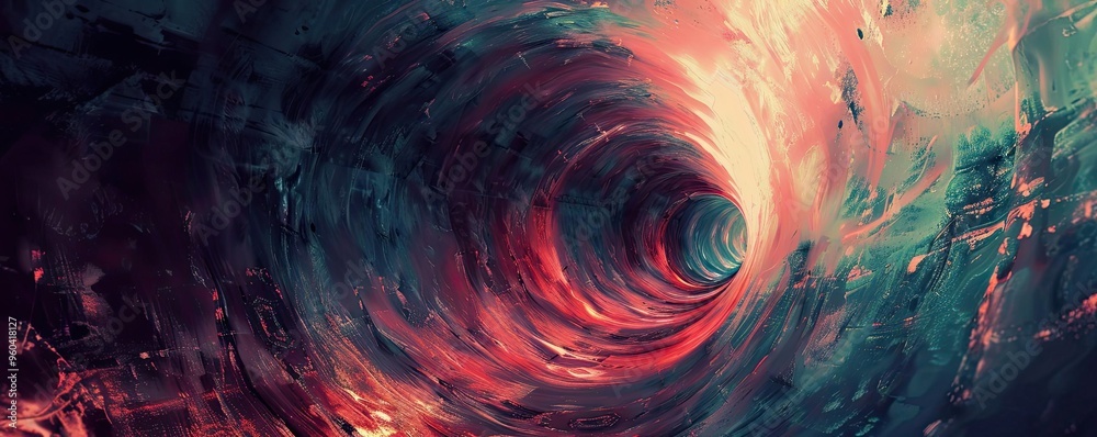 Poster A vibrant abstract representation of swirling colors, creating a mesmerizing tunnel effect that draws the viewer in.