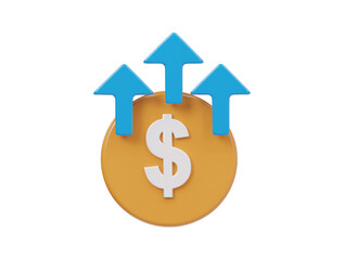 Business growth icon 3d render illustration 