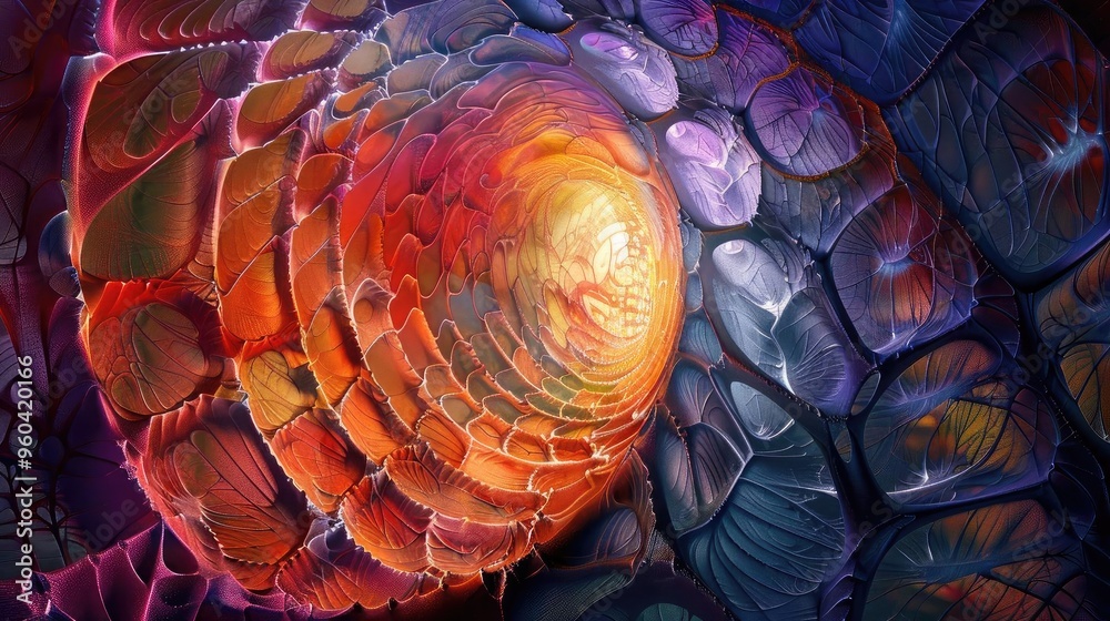 Poster A colorful abstract spiral design showcasing vibrant hues and intricate patterns, perfect for artistic and modern themes.