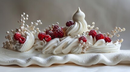 Exquisite dessert with intricate details and artistic presentation