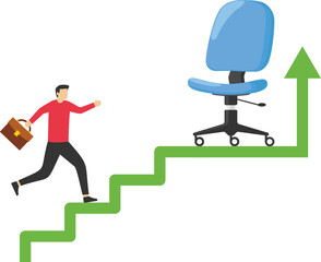Businessman is being promoted. Success of company employees. Flat vector illustration.

