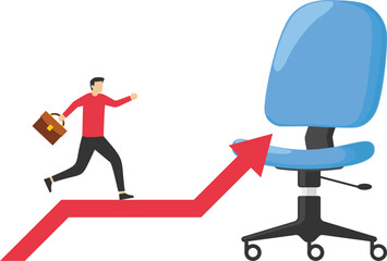 Businessman is being promoted. Success of company employees. Flat vector illustration.

