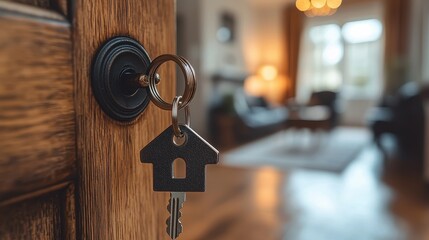 New Beginnings: Inviting Home with Key in Door Lock
