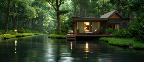 Tranquil Lakeside Retreat: Serene of Cozy Cabins by Peaceful Water