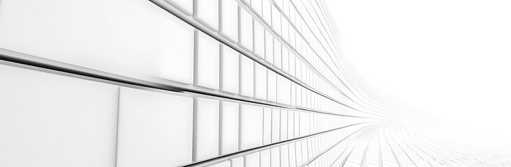 Minimalist 3D Grid Pattern White Background for Text and Graphics. Abstract Wall Texture Design with Clean Lines, 3D Render Illustration.