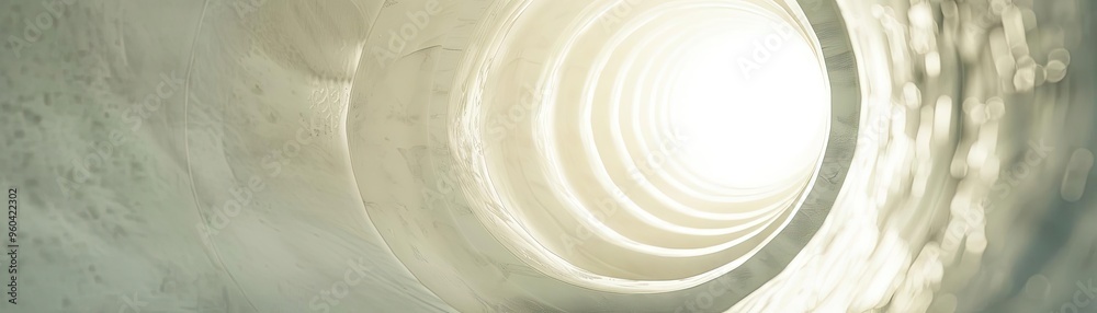 Poster Abstract image of a tube leading to a bright light, creating a sense of depth and perspective. Ideal for conceptual design.