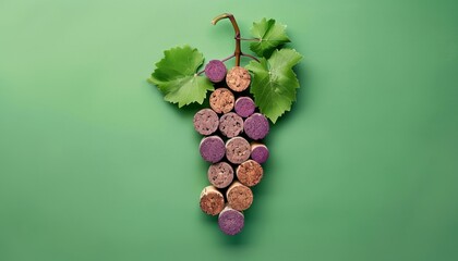 Fototapeta premium Wine Cork Grapes: A Refreshing Poster Concept