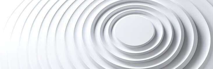 Obraz premium Minimalist White Concentric Circles Texture Background - 3D Rendering Illustration with Space for Text and Graphics