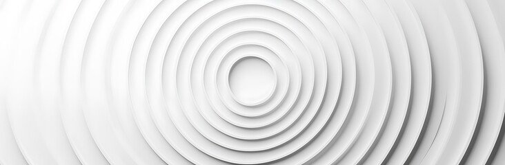 Minimalist White Concentric Circles Pattern - Abstract 3D Rendering Background for Graphic Design Projects