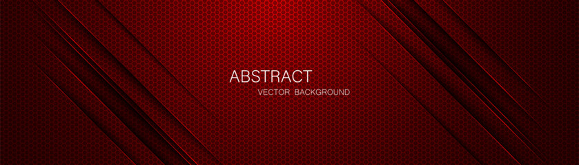 Abstract red steel mesh background with red glowing lines with free space for design. Modern technology innovation concept background. Perforated dark red metal sheet for background image. © Natt
