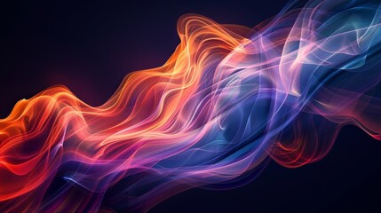 Fototapeta premium Abstract swirling blue and red smoke against a dark background. Dynamic, energetic, and colorful. Perfect for technology, design, and energy themes.