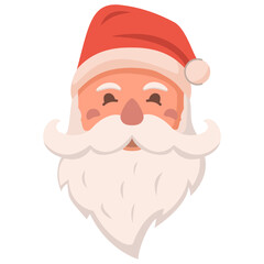Cartoon face Santa Claus.The christmas avatar.Saint nicolas .Vector illustration.Isolated on white background.Christmas and New Year concept.