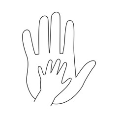 big fathers hand holding child palm