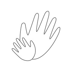 big abstract hand holding child palm