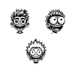 Scary face icon, scary face silhouette, horror face icon on white background