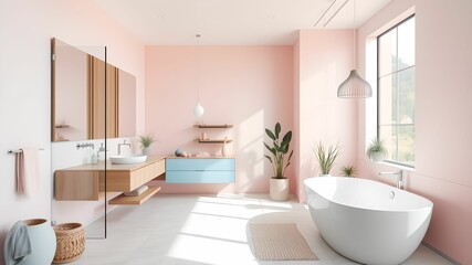 Modern Bathroom with Pastel Accents