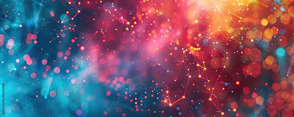 Poster vibrant abstract background with colorful bokeh and cosmic elements, perfect for digital art, presen