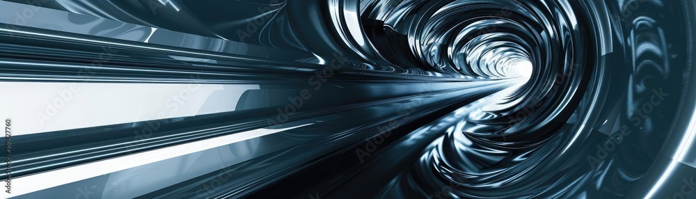 Poster A mesmerizing abstract tunnel illustrated with sleek lines, creating a sense of depth and movement in a futuristic style.
