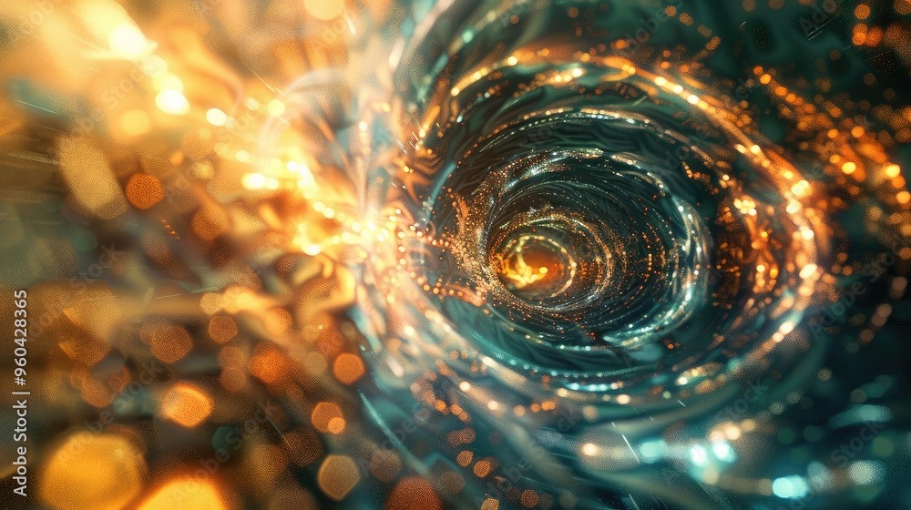 Poster A mesmerizing digital vortex, swirling with vibrant colors and dynamic lights, evoking a sense of depth and movement.